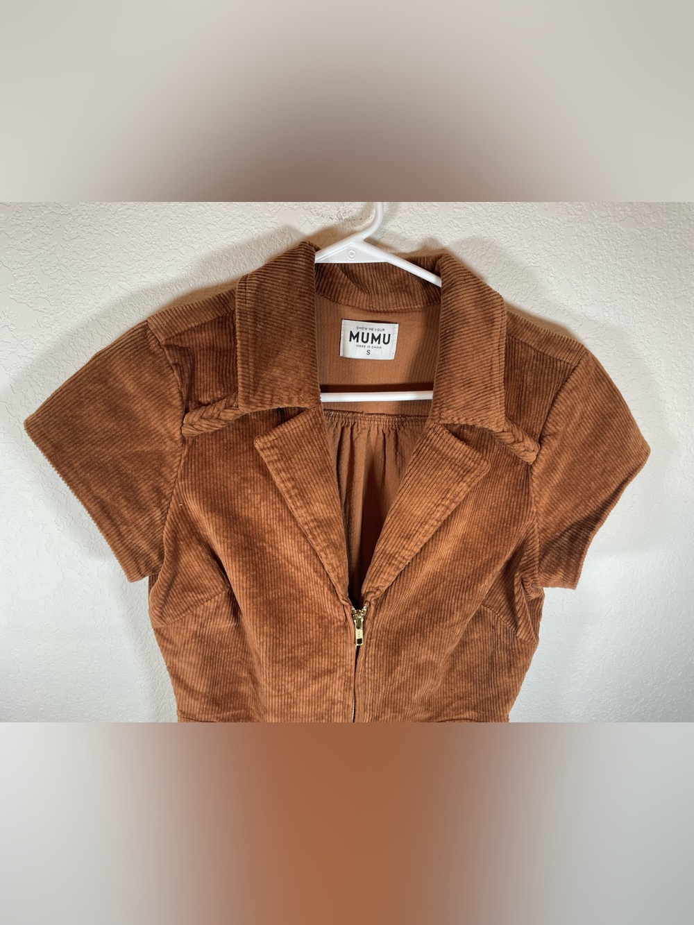 Show Me Your Mumu Outlaw Romper Saddlebrown Corduroy Zip Front Shorts - Picture 3 of 11